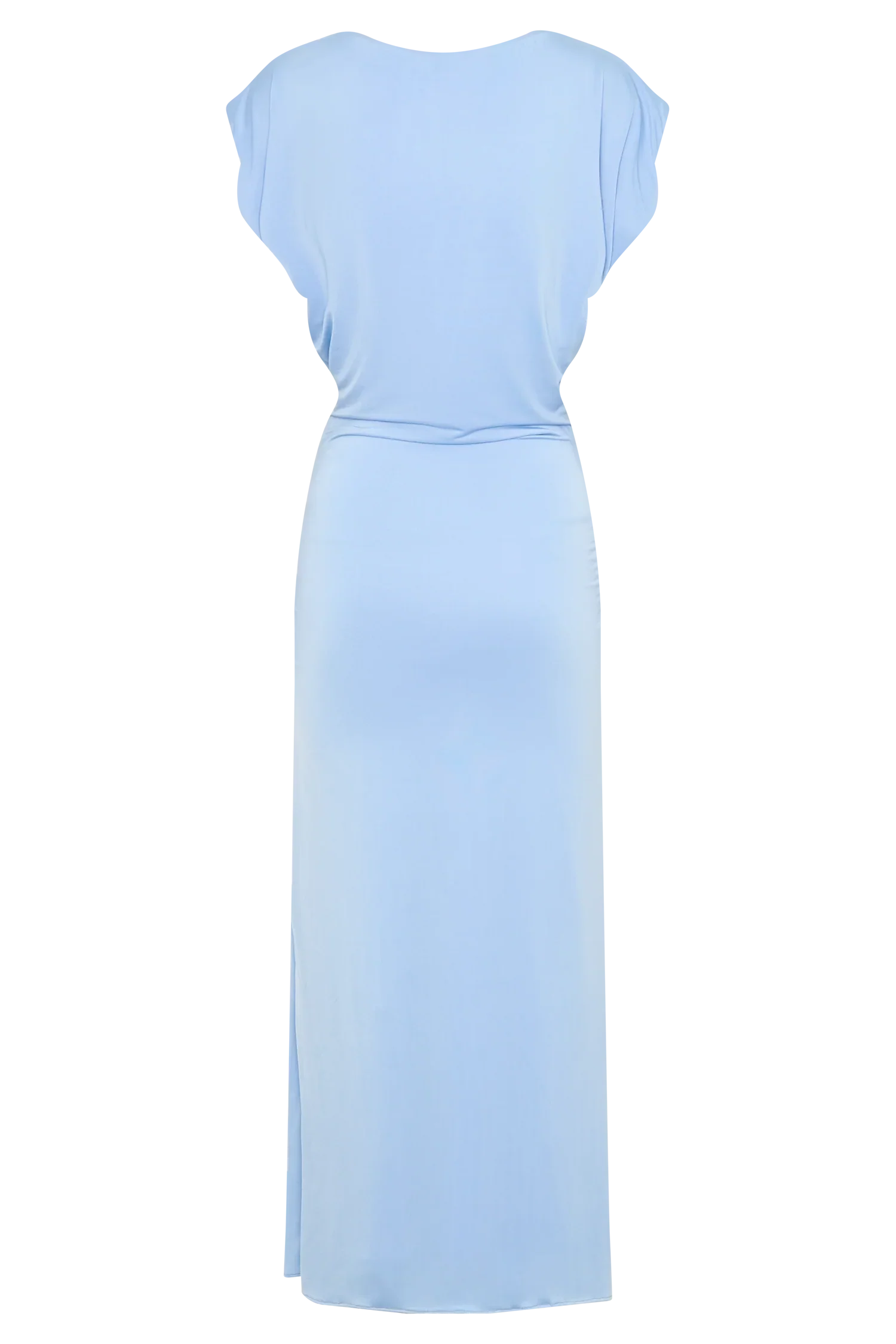 Maiara Shortsleeve Slinky Tie Maxi Dress Sea Blue