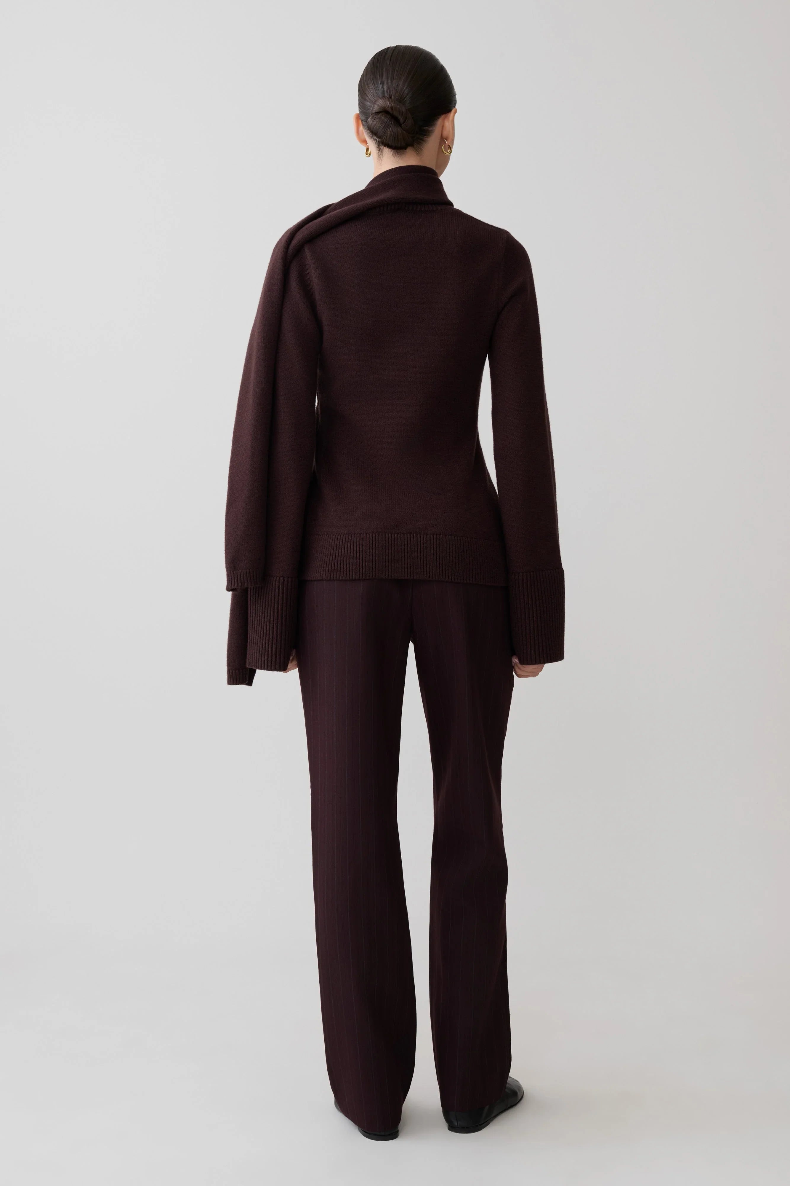 Lara Knit Cardigan With Scarf Chocolate