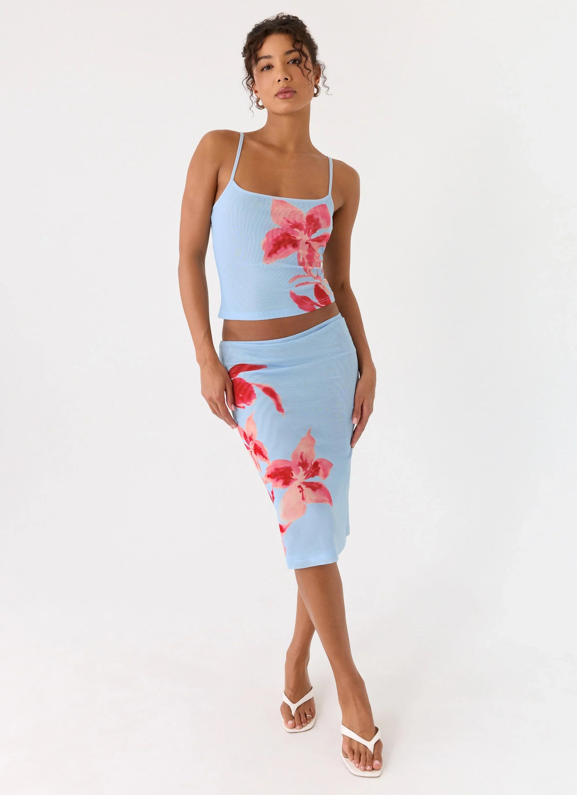Tamia Midi Skirt Blue Petal