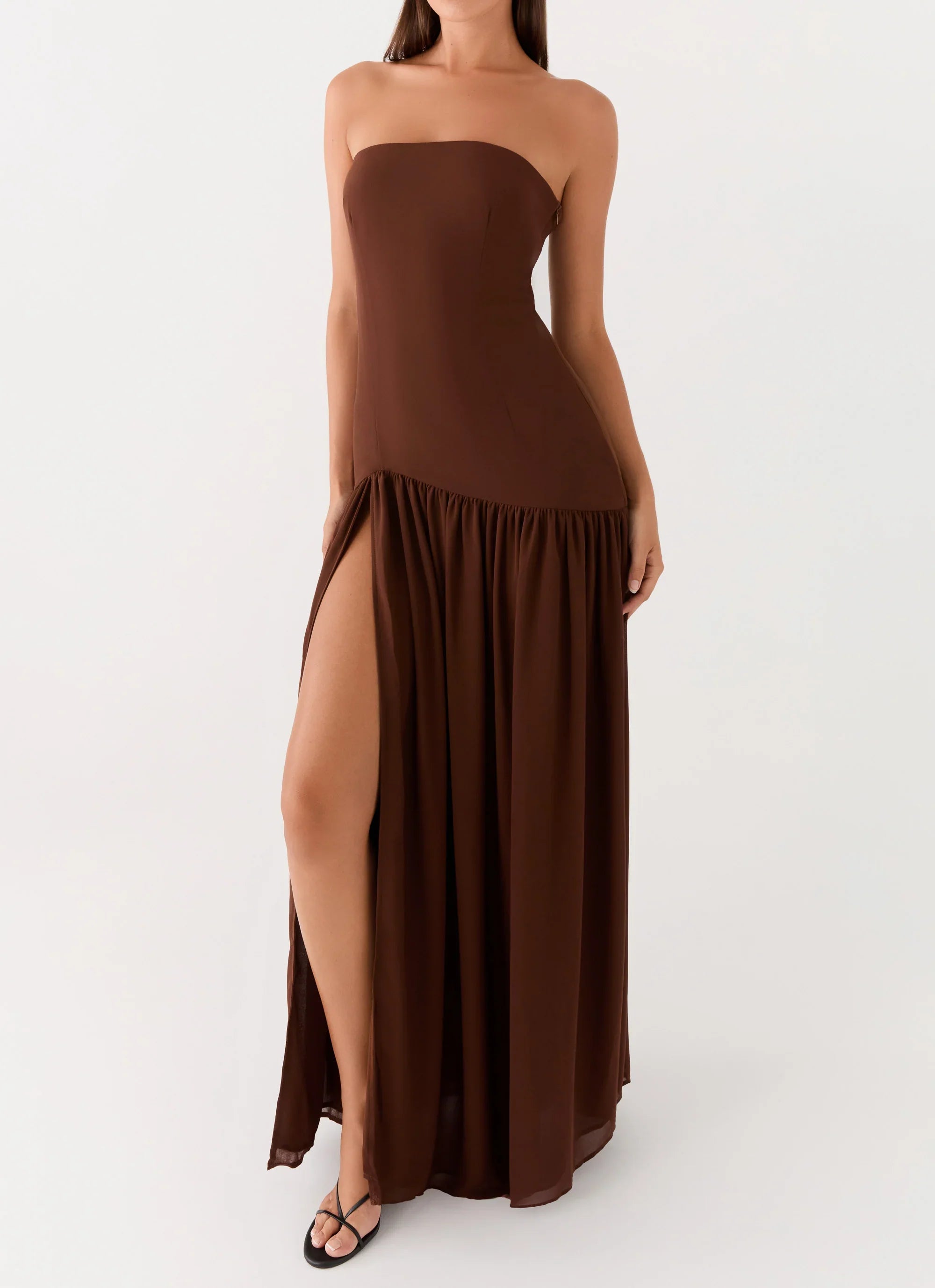 Eden Strapless Maxi Dress Brown