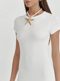 Cream Sheer Knitted Maxi Dress