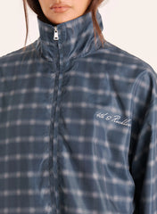 Check Print Funnel Neck Windbreaker Jacket