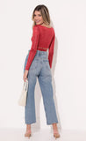 Long Sleeve Sparkle Top in Red