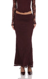 Lace Flare Maxi Skirt in Deep Wine