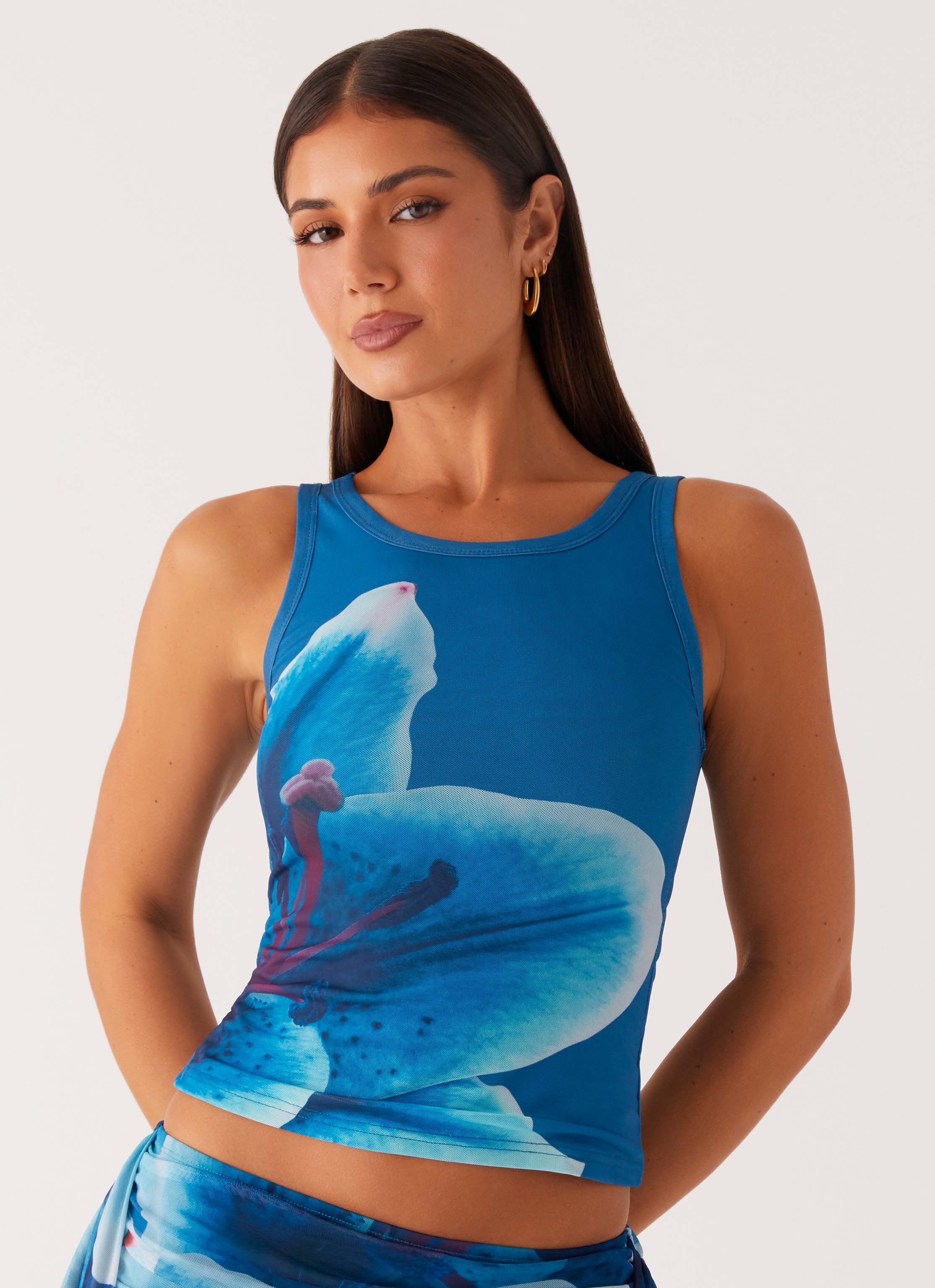 Edera Tank Turquoise Floral