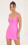 Ruched Bodycon Dress in Hot Pink