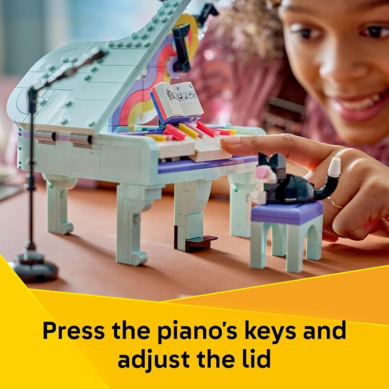LEGO Creator 3 in 1 Music Decor Piano with Cat 31392 Building Toys for Girls Boys Ages 9 3 Building Options Bedroom or Desk Decor 485 pieces Gift for Birthdays
