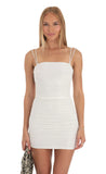 Pleated Bodycon Dress in White