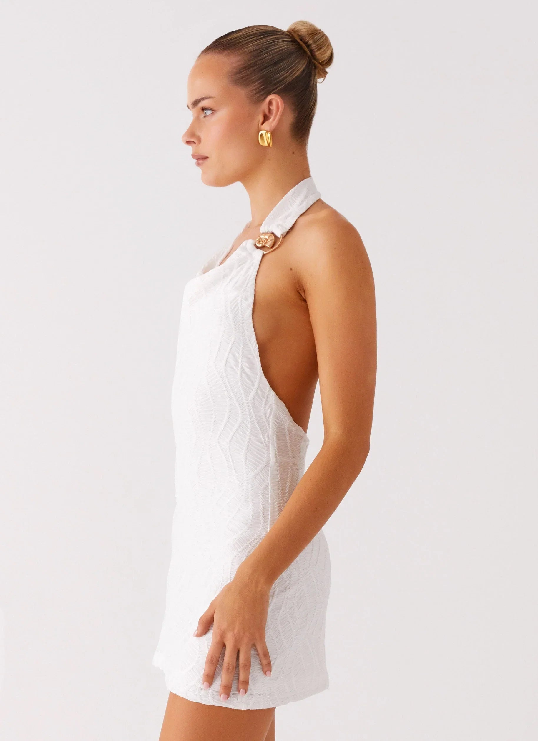 Love Line Halter Mini Dress White