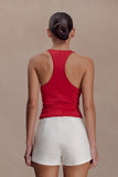Alessandra Slinky Ruffle Top Ruby