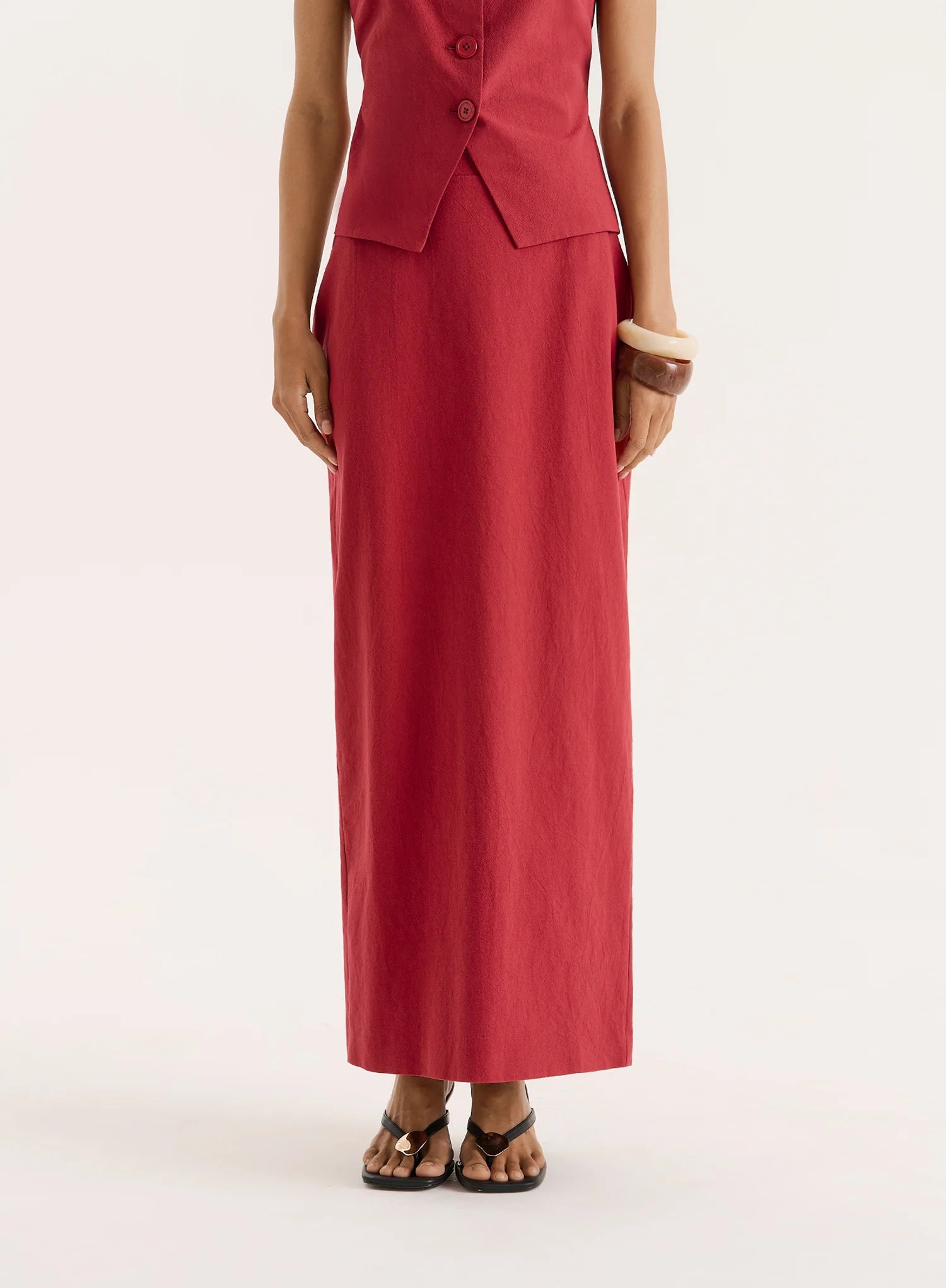 Rust Tailored Maxi Skirt