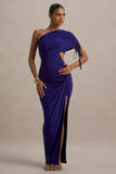 Trance Blue Asymmetric Maxi Dress with Split