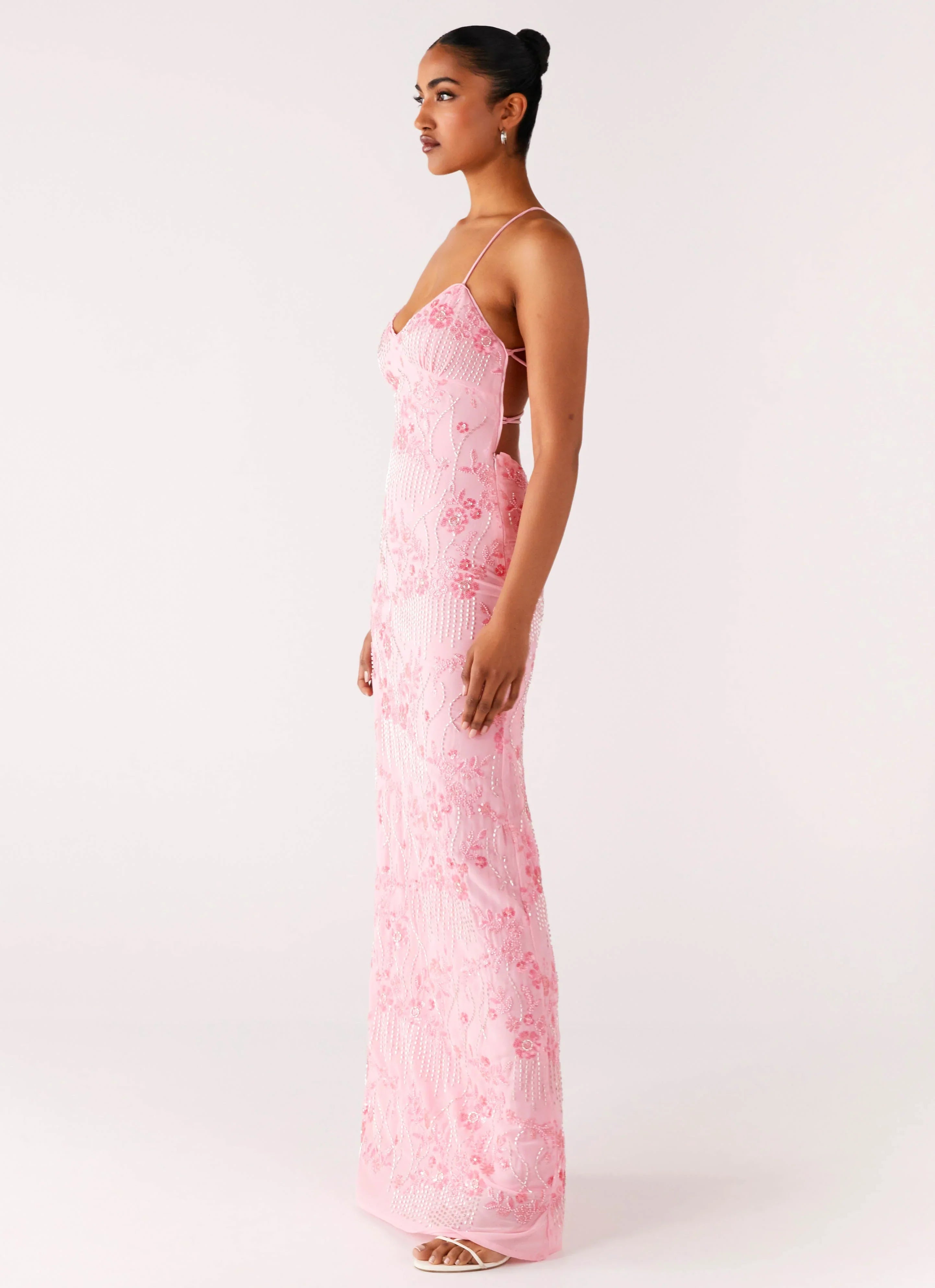 Vietta Sequin Cami Maxi Dress Pink