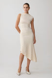 Milasandra Pleated Knit Dress Ivory