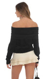 Fuzzy Off Shoulder Jumper in Black