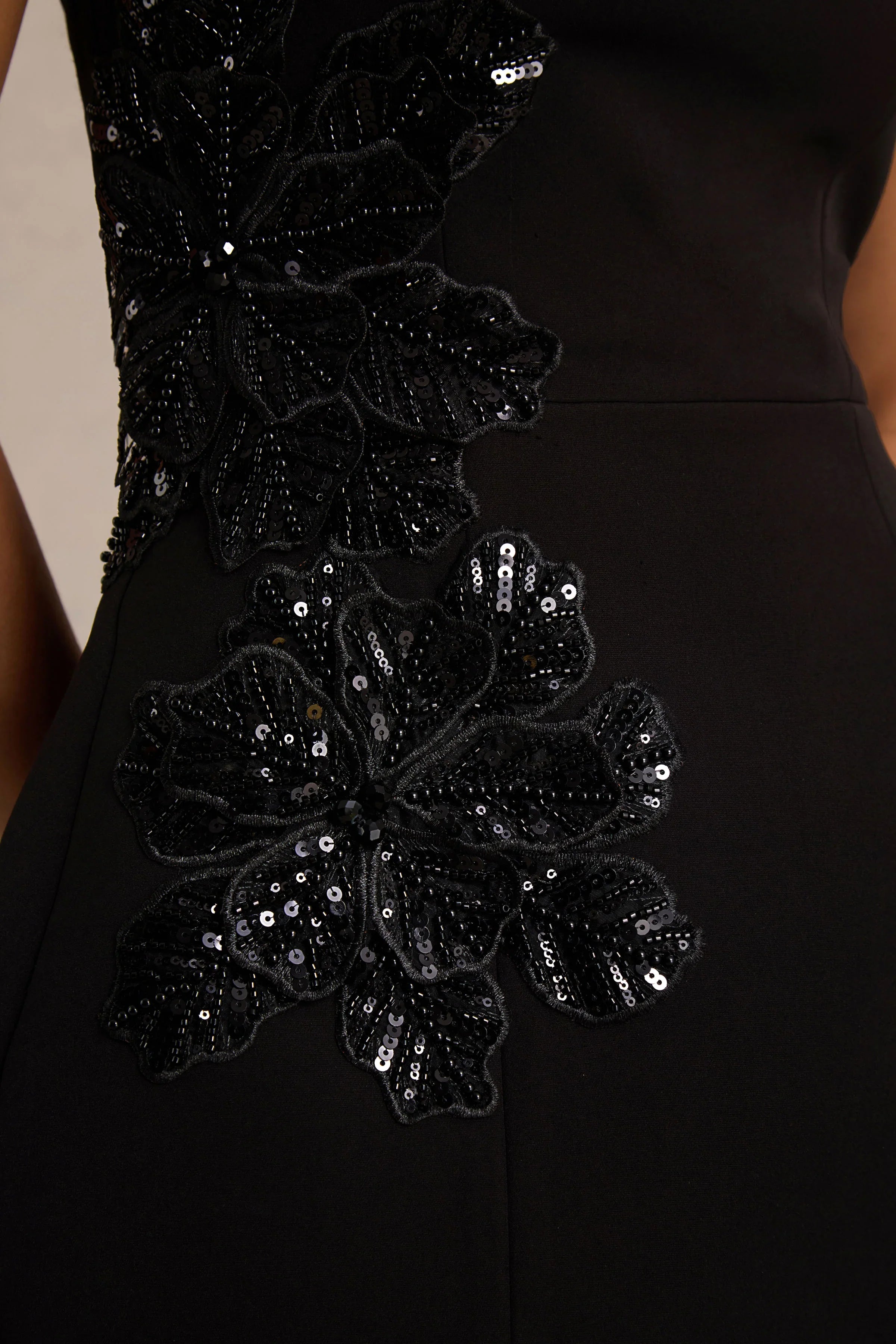 Lillian Black Halter Neck Mini Dress With Embellished Detailing