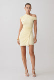 Alyn Off Shoulder Draped Mini Dress Lemon