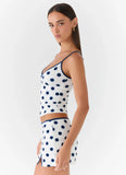 Elliot Top Porcelain Blue Polka Dot