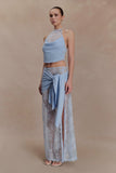 Lucy Lace And Knit Halter Top Cornflower Blue