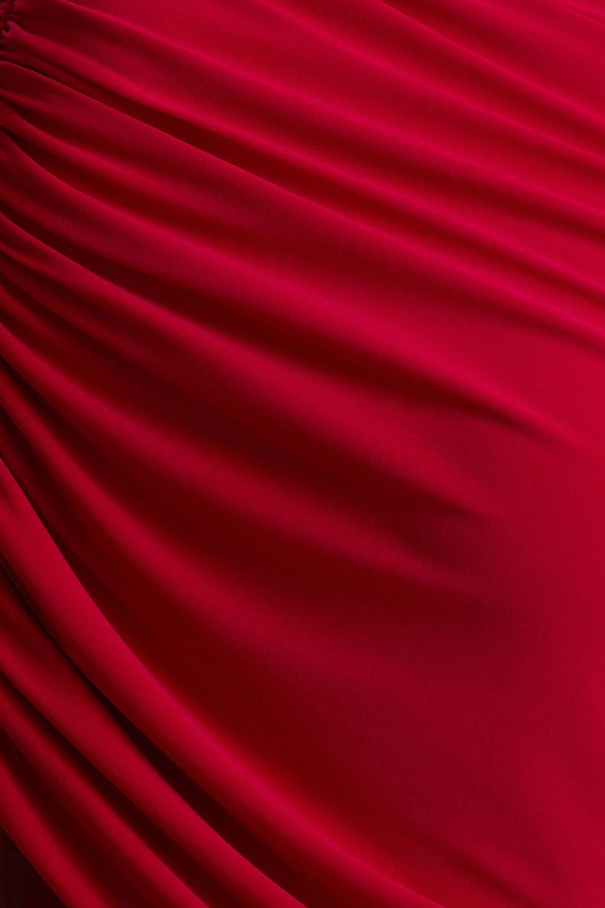Sylvie Red Asymmetric Neck Maxi Dress