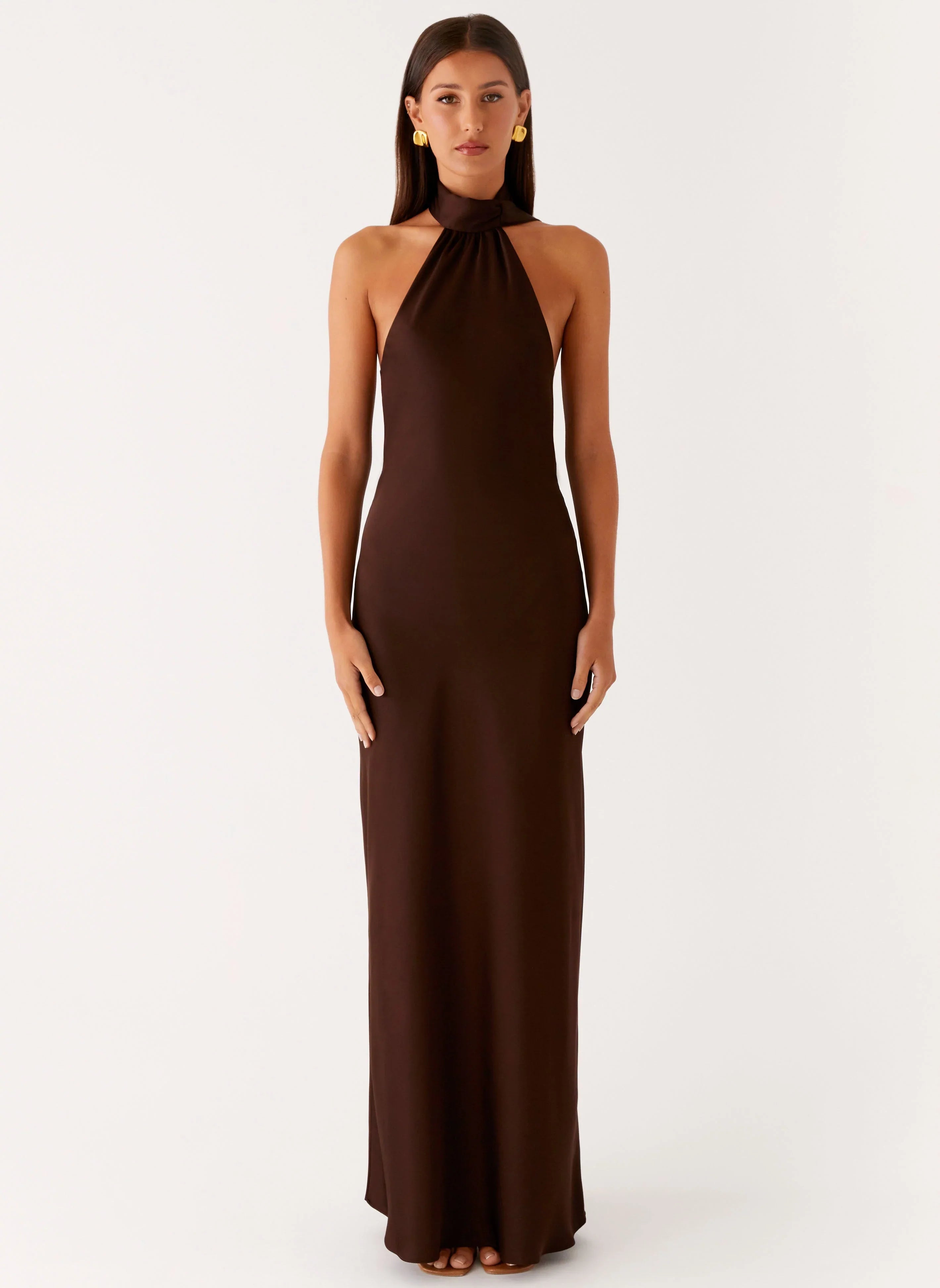 Keena Scarf Maxi Dress Chocolate