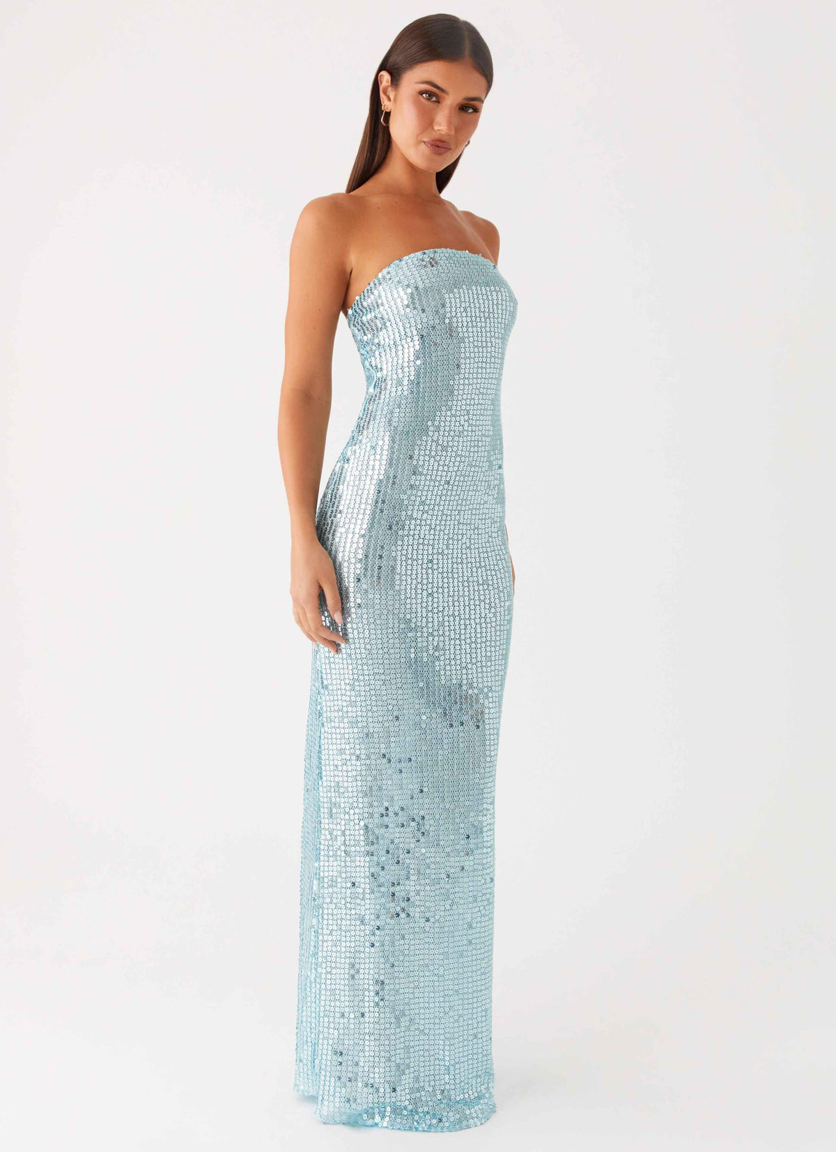 Lyric Sequin Maxi Dress Turquoise
