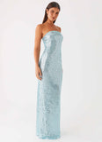Lyric Sequin Maxi Dress Turquoise