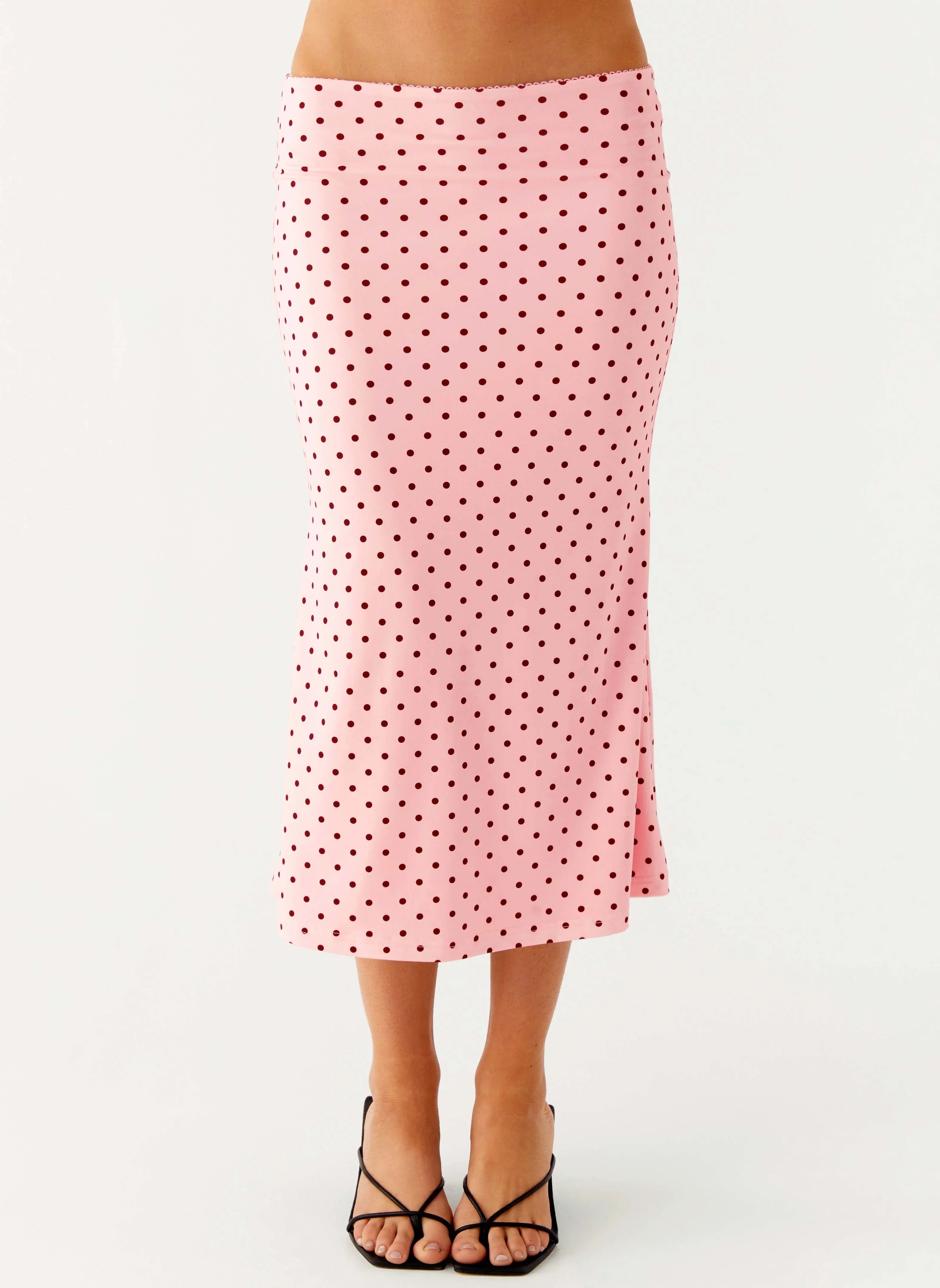 Bahama Low Rise Midi Skirt Strawberry Dot