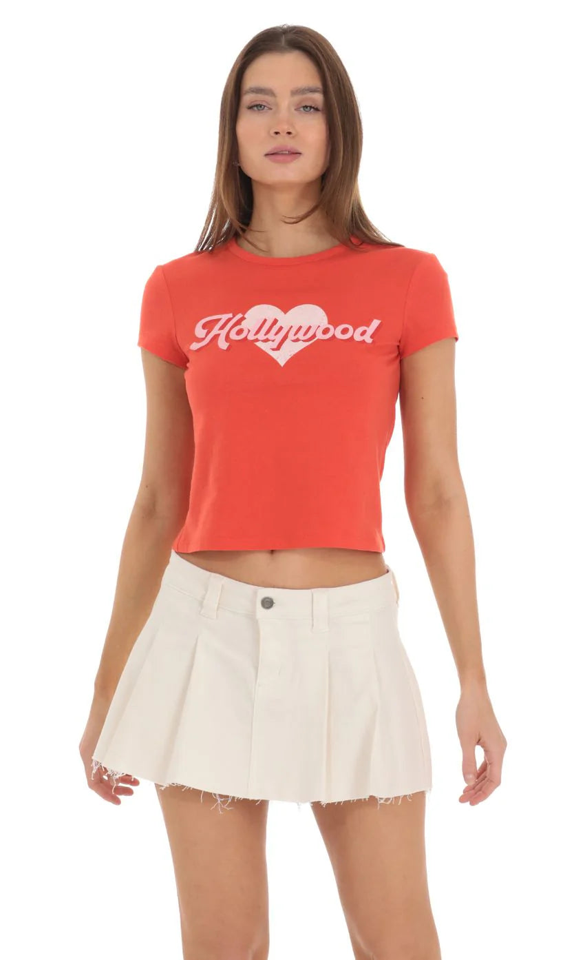 Hollywood Graphic T Shirt in Red