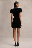 Margot Black High Neck Velvet Mini Dress With Embellished Detail