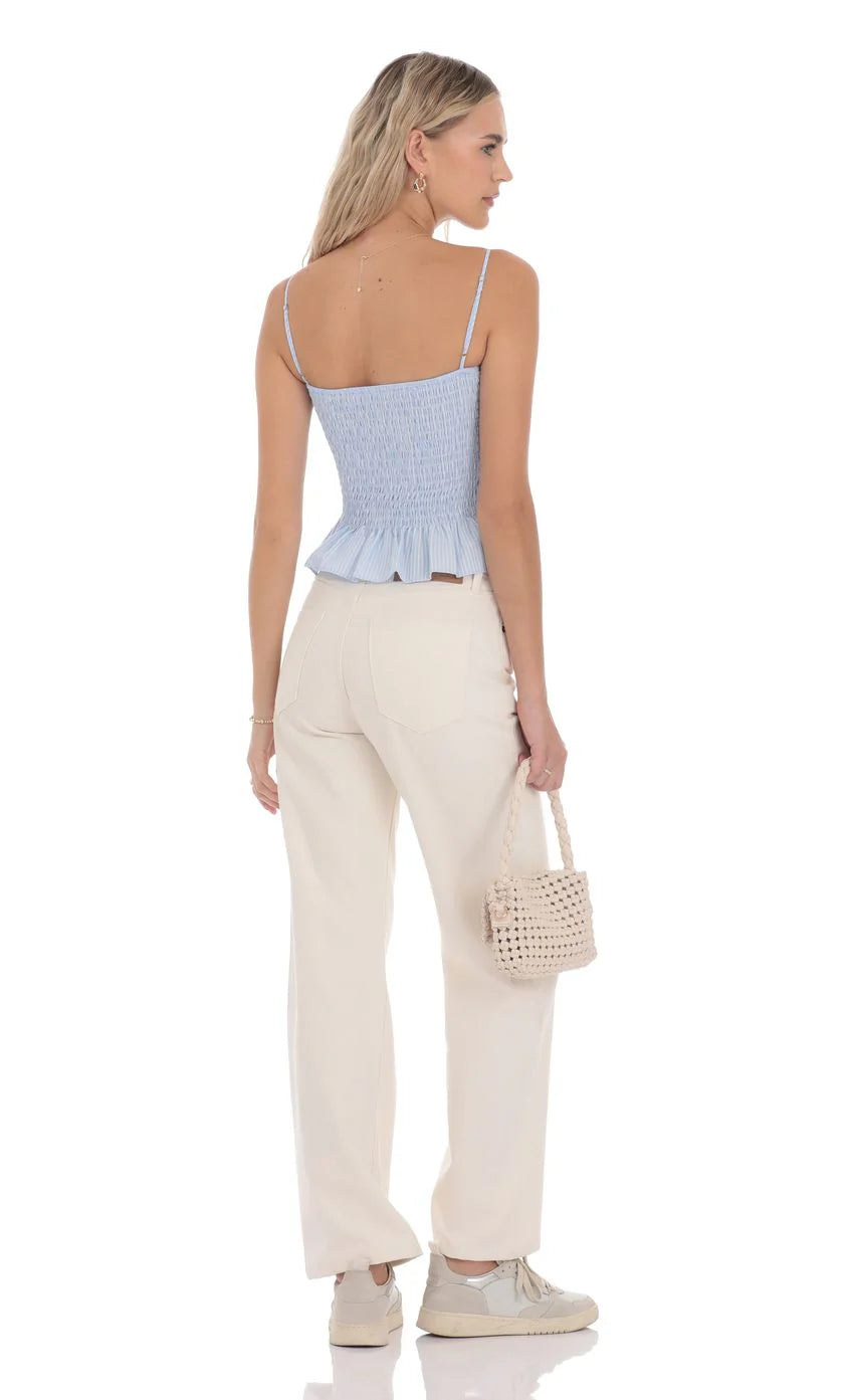 Straight Leg Mid Rise Jeans in Cream