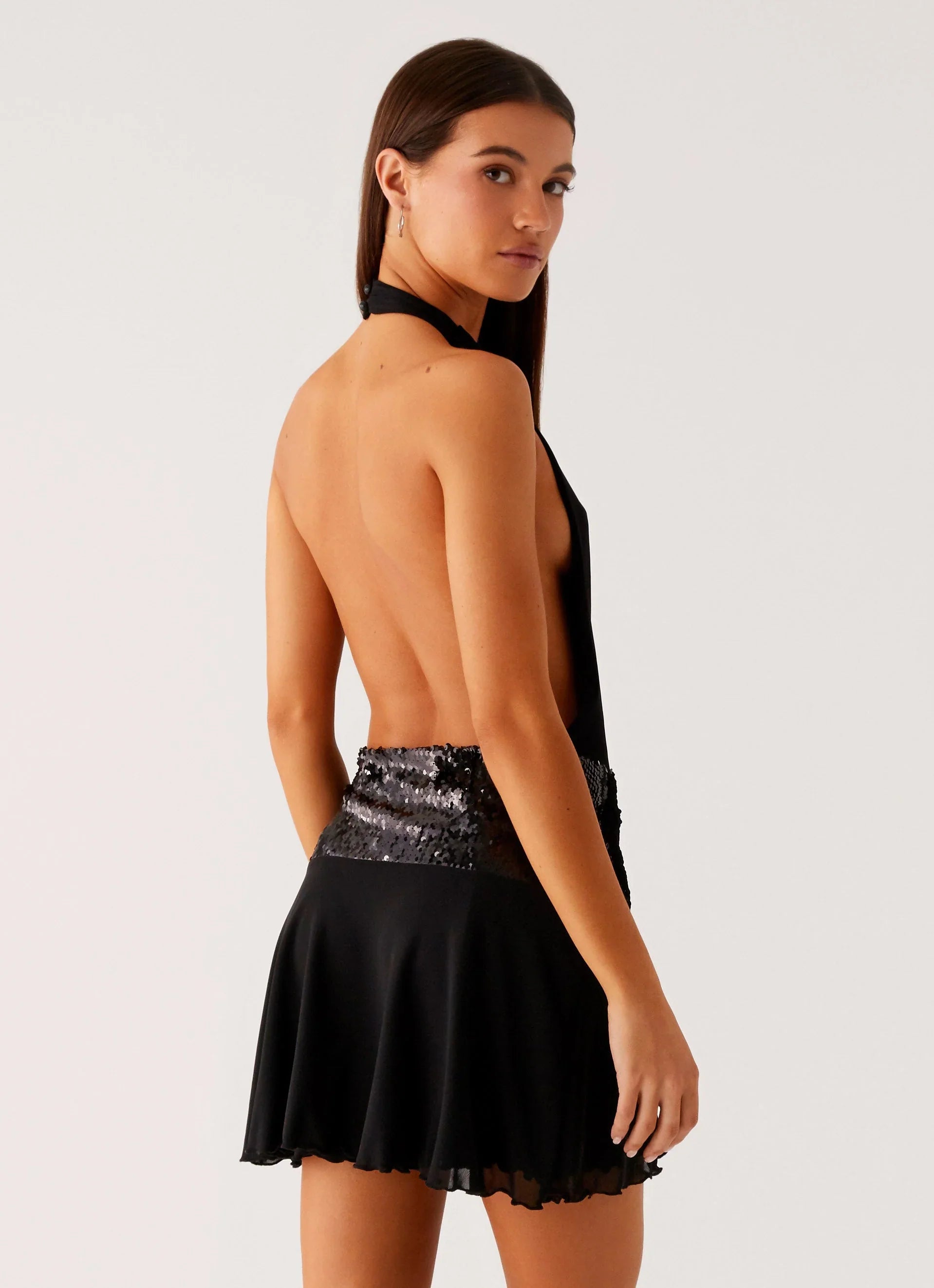 Kelsey Sequin Mini Dress Black