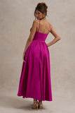 Loved Up Fuschia Pink Strappy Pleated Maxi Dress With Bows