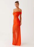Charming Off Shoulder Maxi Dress Orange
