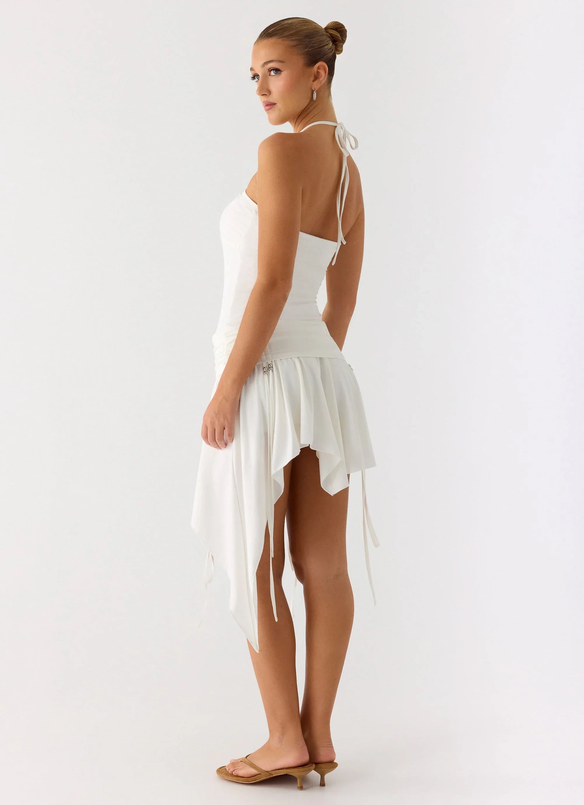 Khalida Jersey Halter Mini Dress White