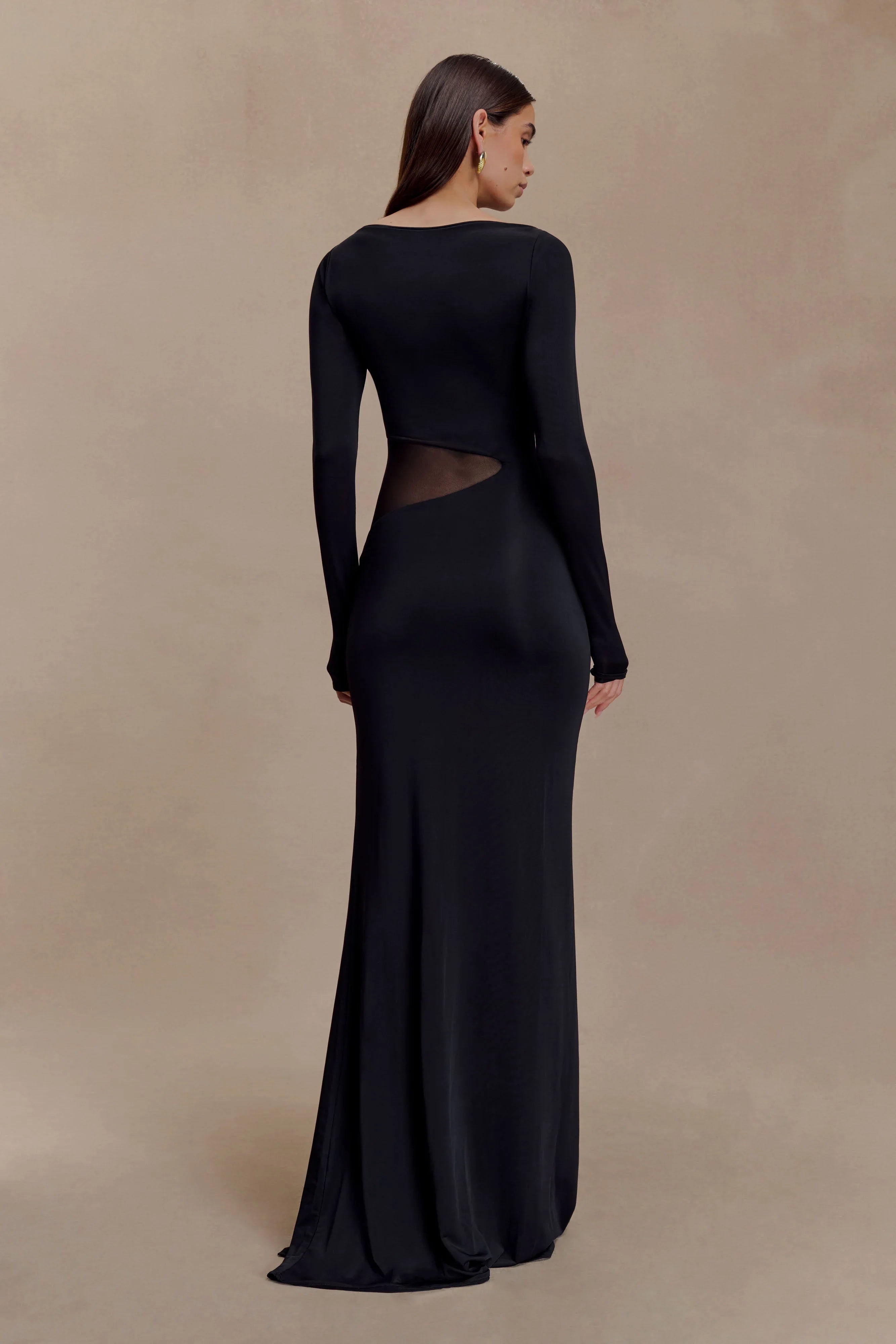 Megan Slinky And Mesh Maxi Dress Black