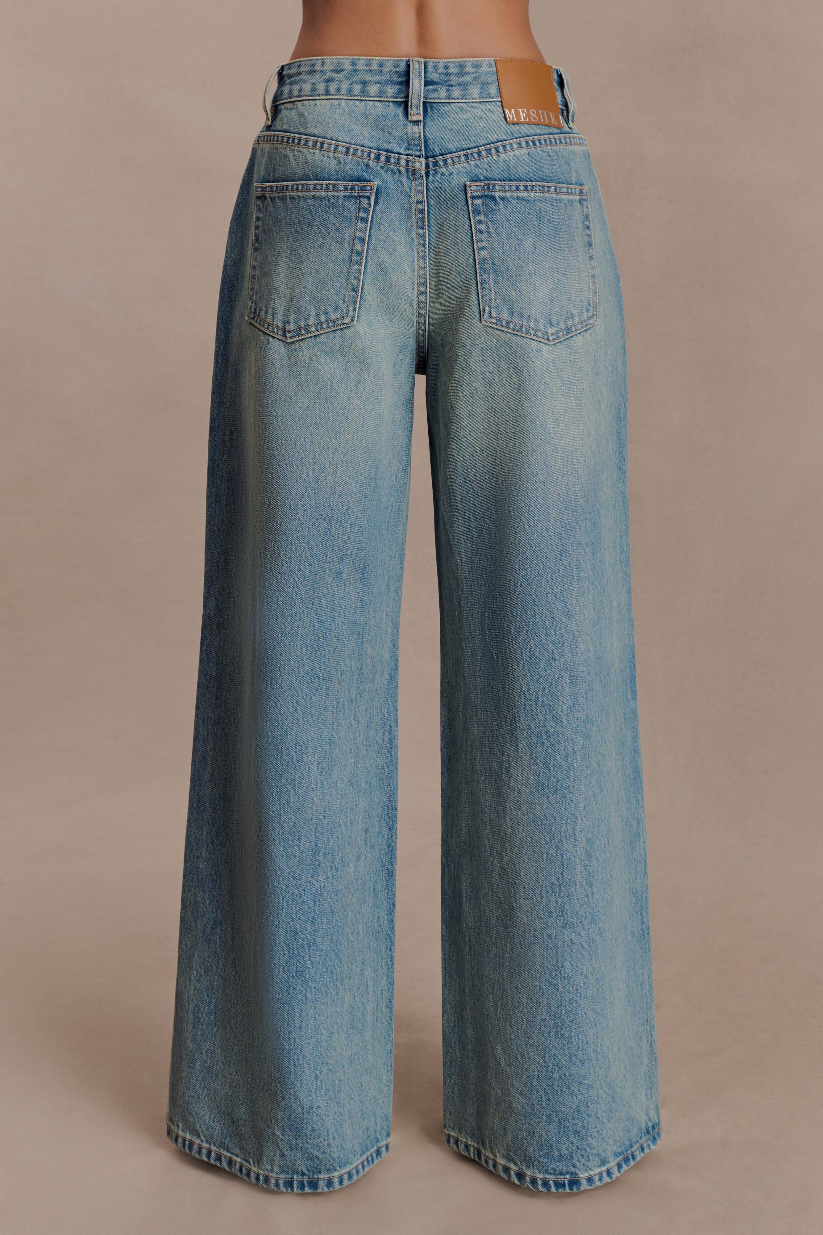 Romi Mid Rise Wide Leg Jeans Faded Mid Blue