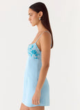 Zion Beaded Micro Mini Dress Blue