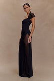 Wyatt Slinky And Mesh Maxi Dress Black