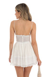 Dotted Chiffon Dress With Lace Inserts in White
