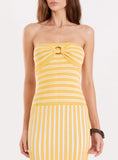 Yellow Stripe Knitted Bandeau Maxi Dress