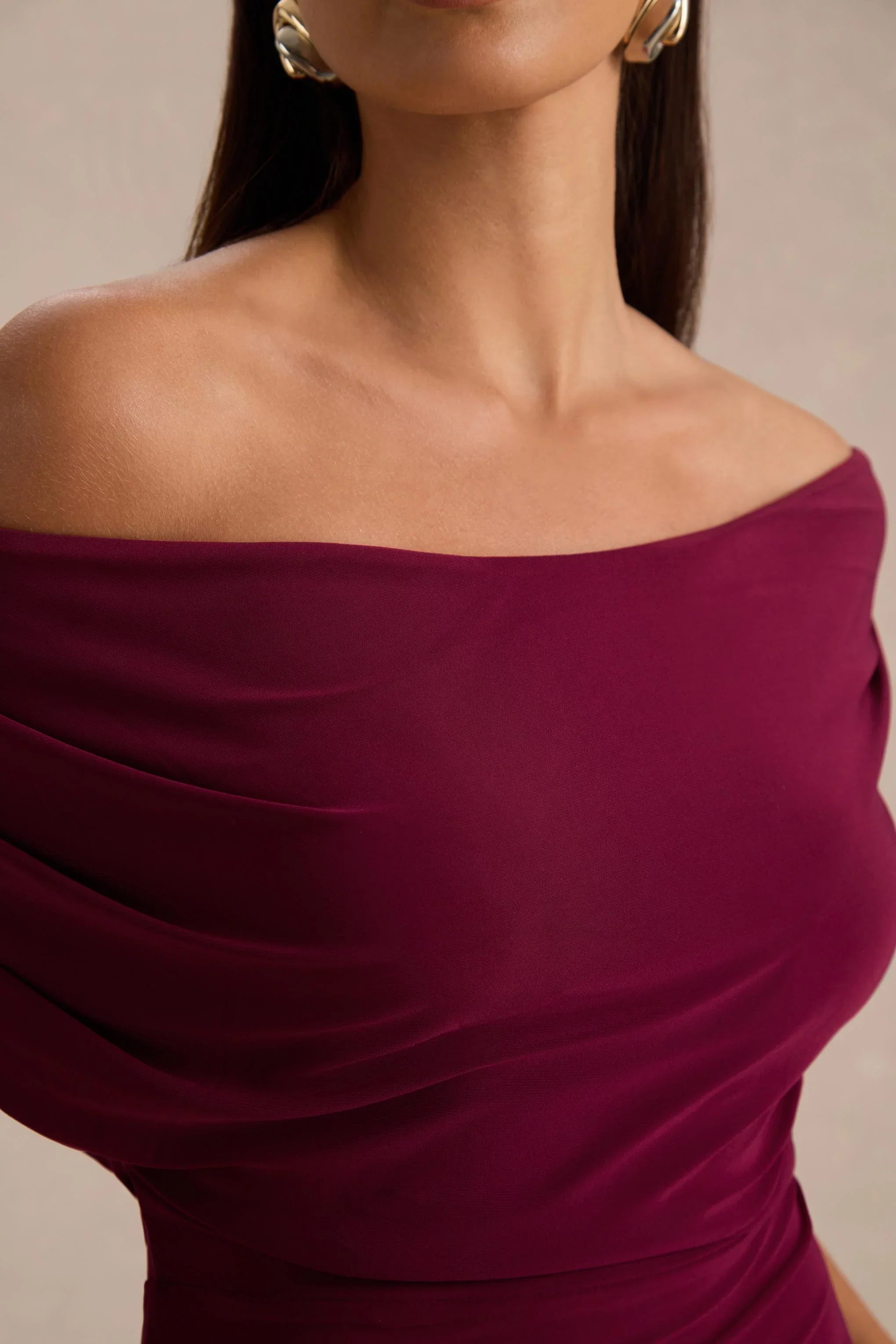 Bowden Berry Bardot Maxi Dress