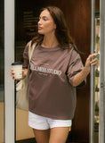 Brown Wellness Slogan Cotton Oversized T Shirt