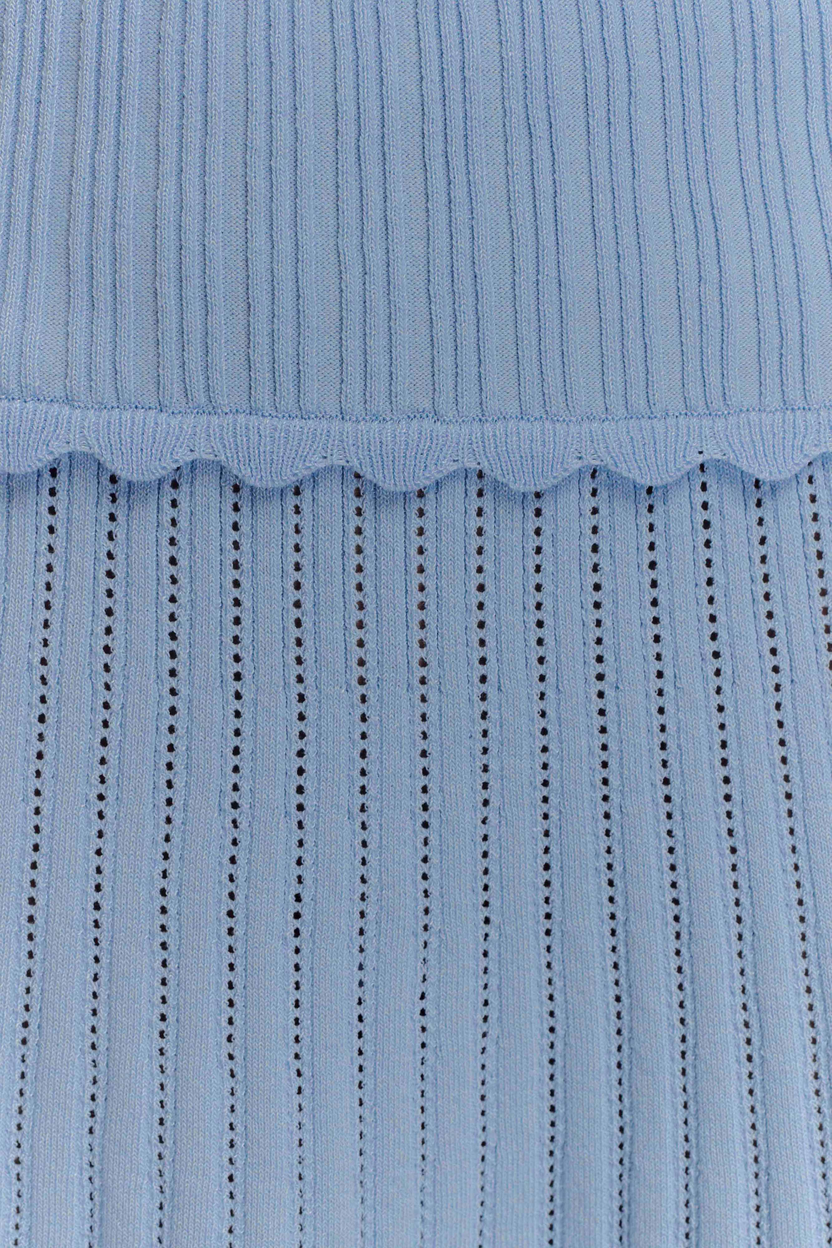 Indy Pointelle Knit Mini Skirt Cornflower Blue