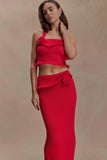 Samira Halter Knit Twist Top Red