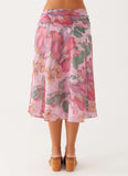Valley Midi Skirt Pink Floral