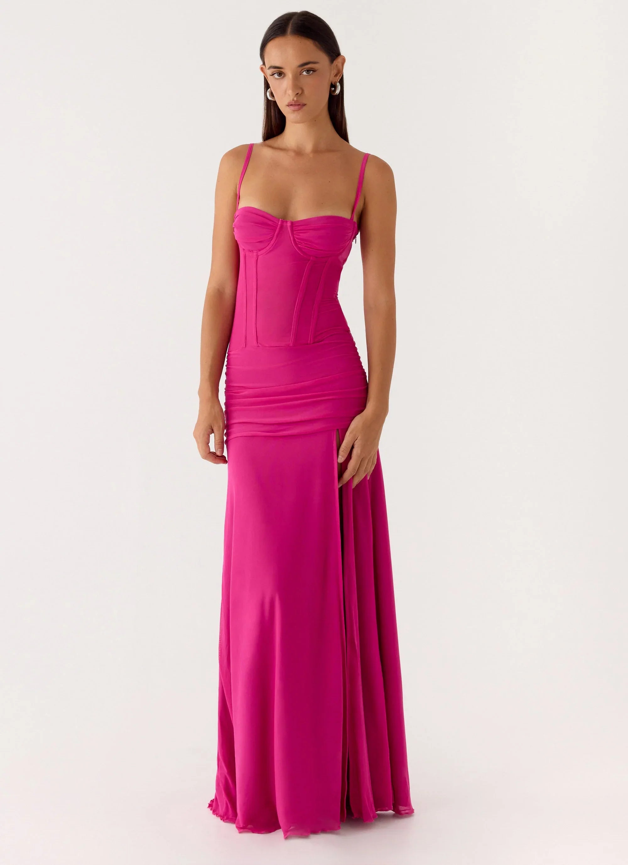 Viene Corset Maxi Dress Fuchsia