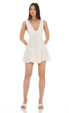 Plunge V Neck Dress in White