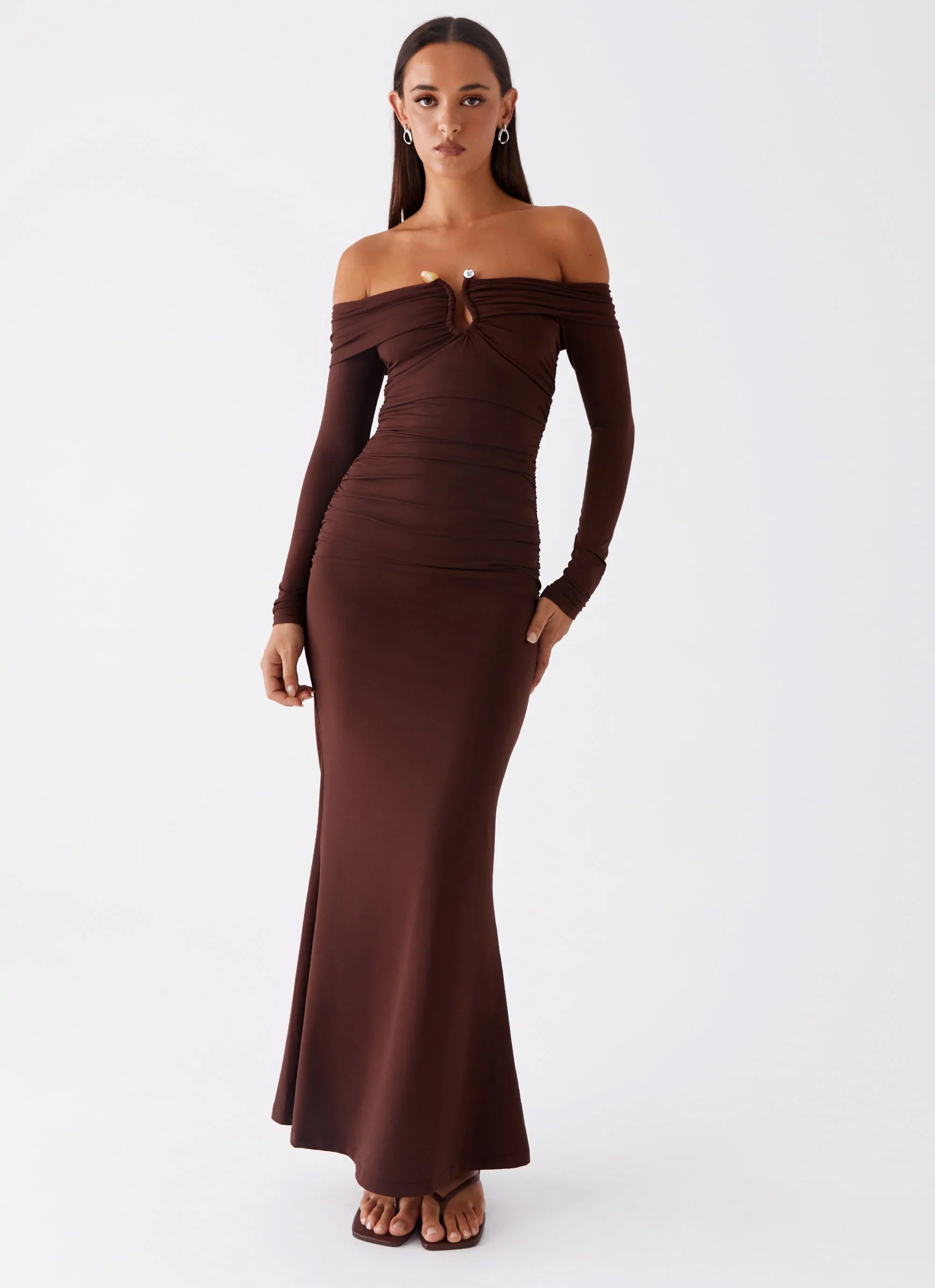 Rudy Long Sleeve Maxi Dress Chocolate