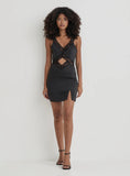 Black Satin Lace Slip Mini Dress